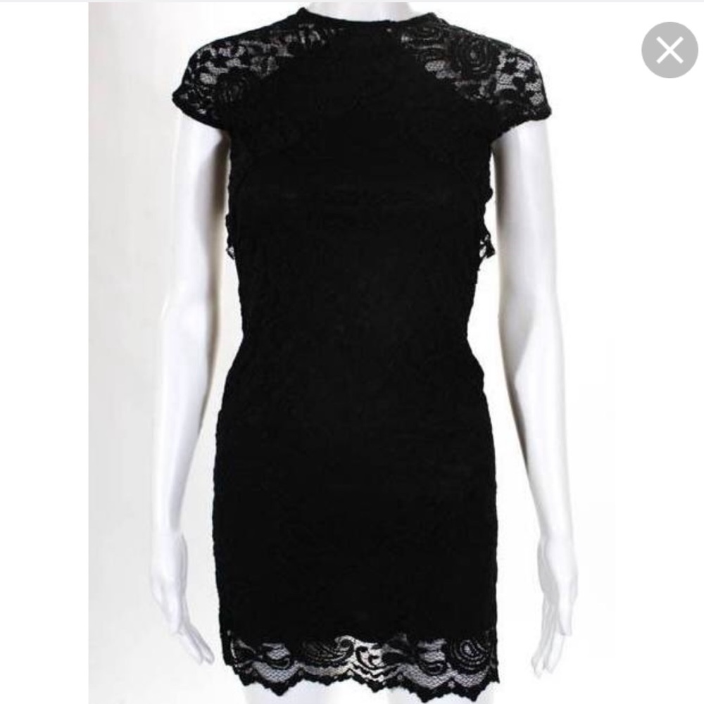 Gilber Gilmore Black Lace Open Back Dress